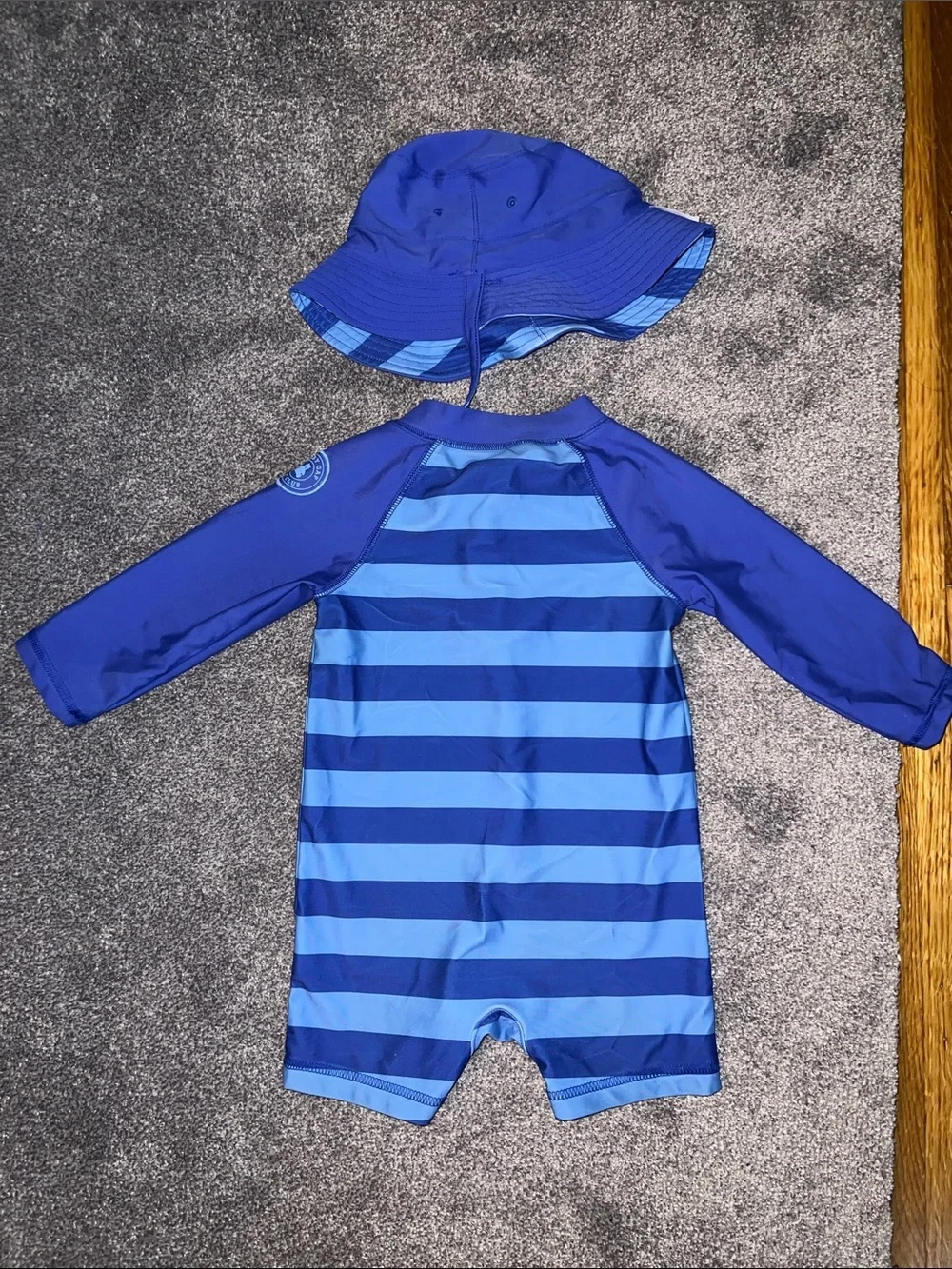GAP Blue Striped Baby Rash Guard Swim Set